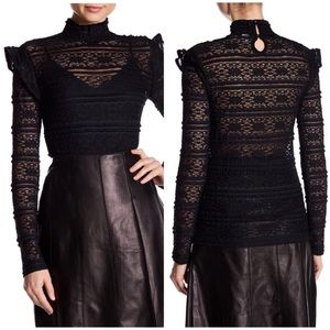 Melrose & market black lace top mock neck Medium